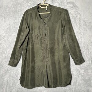 Isabel Marant Etoile Silk Tunic Top Womens 2 Medium Green Buttons Lightweight